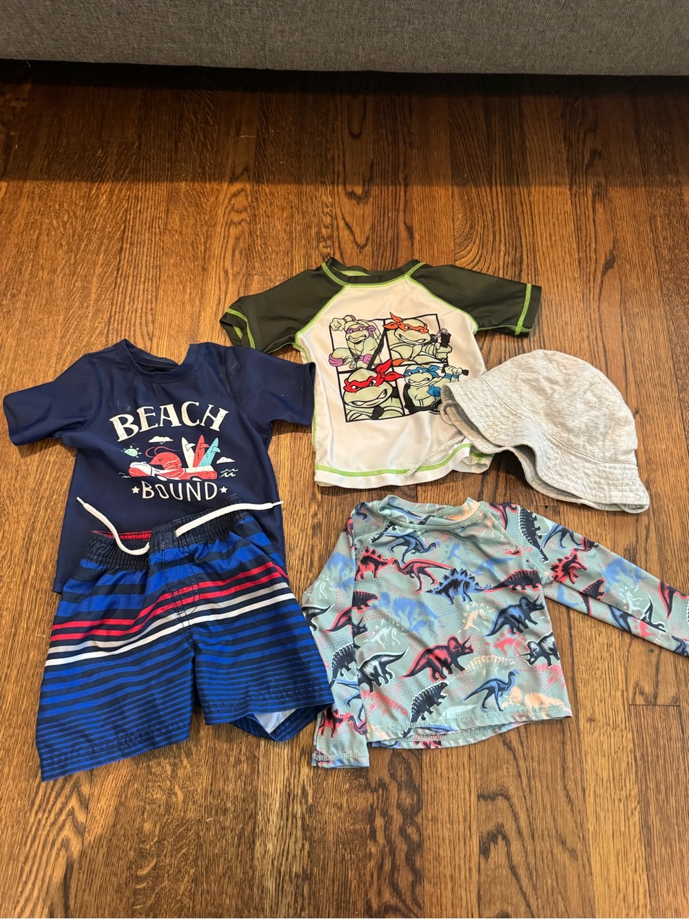 Boys Swim Bundle 12 Months Swim Trunks Rash Guard and Sun Hat